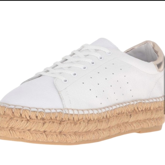 Steve Madden White Leather Platform Espadrille Sneakers Size 6 - Picture 2 of 10